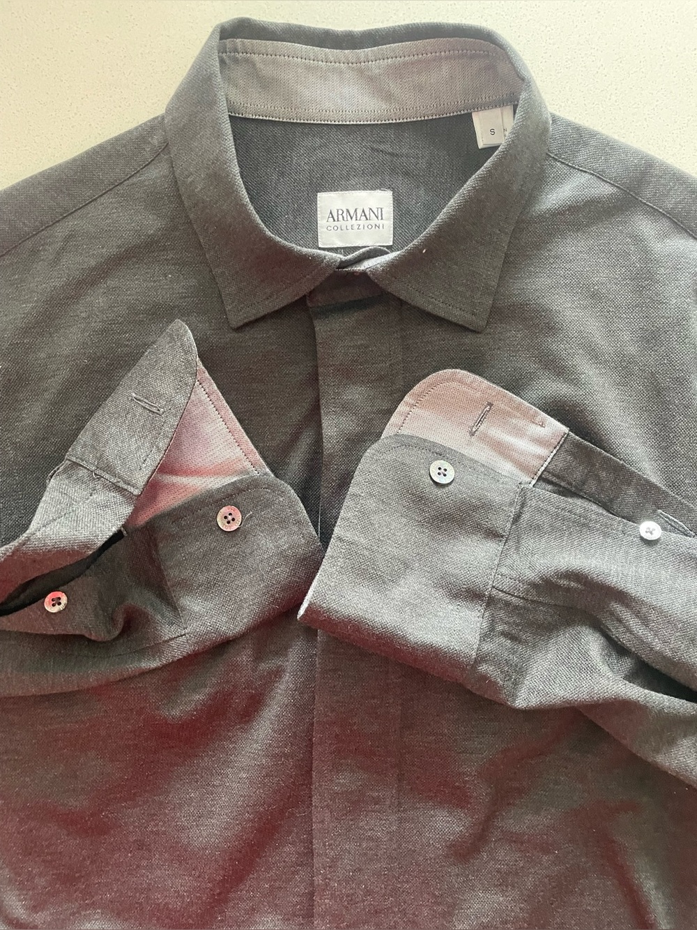 Armani Collezioni - all cotton grey dresses shirt Size Small